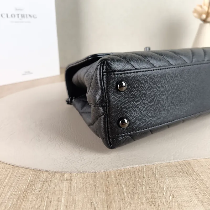 Chanel Top Handle Bag Coco Handle​ v Black Grained Calfskin Small 24 × 10 × 14 cm — detail view 9 of 11