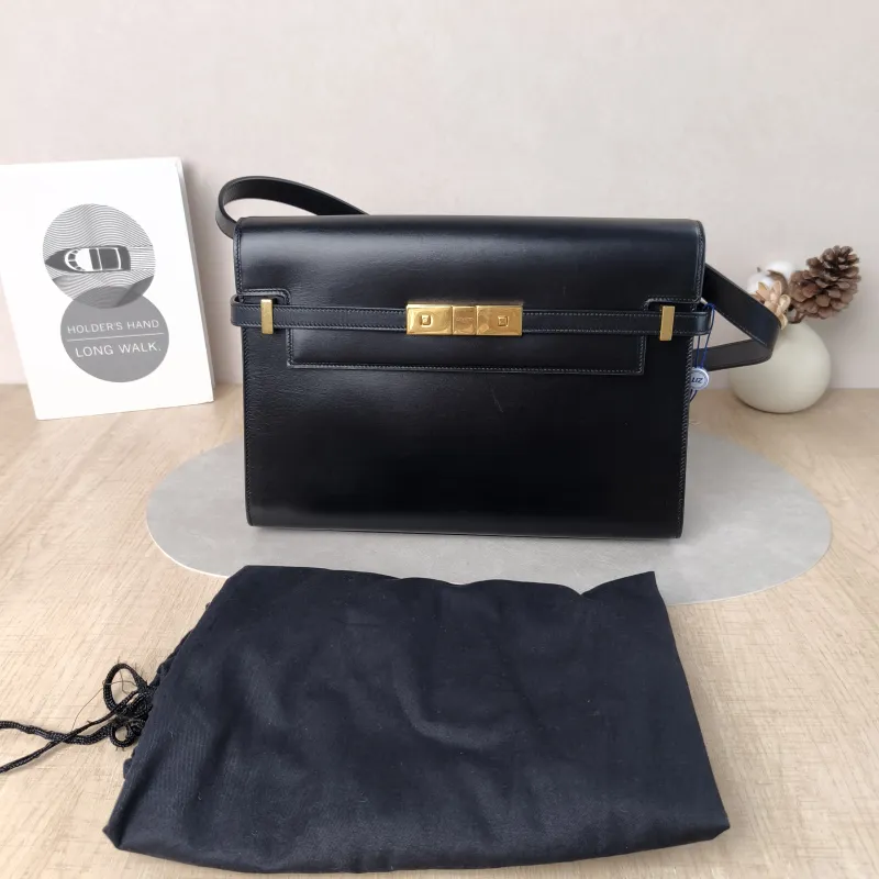 SAINT LAURENT Shoulder Bag MANHATTAN Black Calfskin Medium 29 × 7.5 × 20 cm — cover view 5 of 6