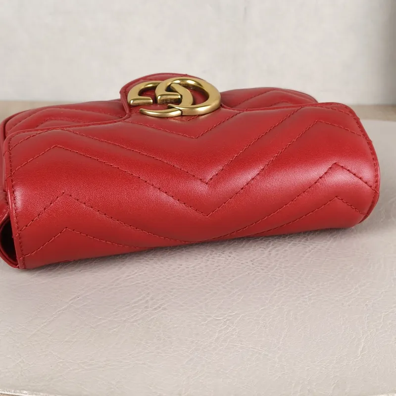 GUCCI Crossbody Bag GG Marmont Mini Marmont Mini Red Calfskin Mini 16.5 × 4.5 × 9.5 cm — detail view 1 of 13