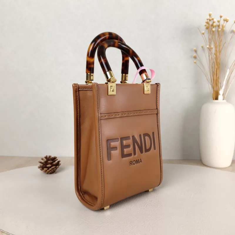 FENDI Crossbody Bag sunshine Caramel Calfskin Mini 13 × 6.5 × 18 cm — cover view 5 of 5