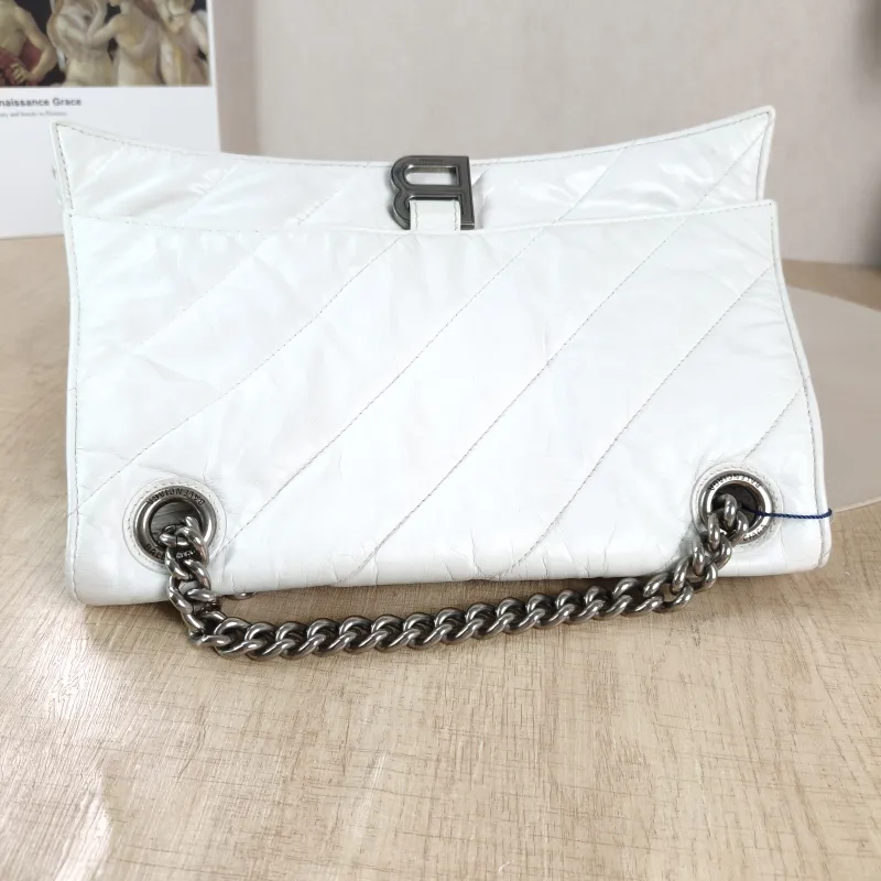 BALENCIAGA Shoulder Bag CRUSH Chain Bag White Calfskin Medium 32 × 10 × 20 cm — detail view 6 of 11