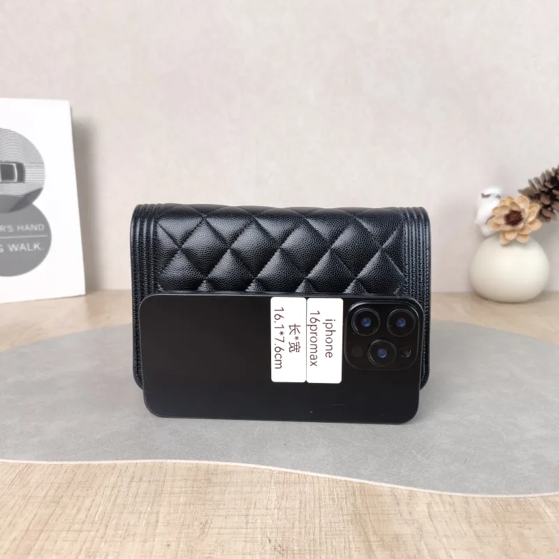 Chanel Crossbody Bag Le Boy​ WOC Black Grained Calfskin Mini 19.2 × 3.5 × 12.3 cm — cover view 3 of 6