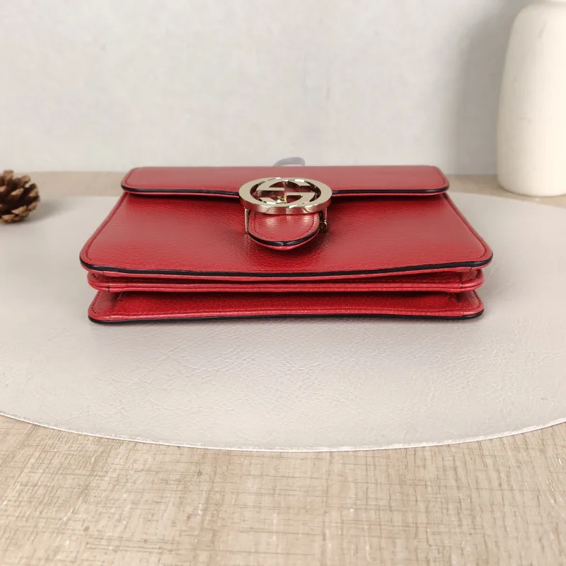 GUCCI Crossbody Bag g Collection Red Calfskin Small 20 × 9 × 16 cm — cover view 2 of 5