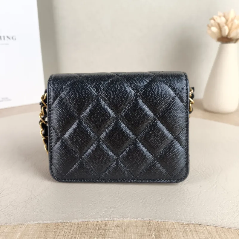 Chanel Crossbody Bag C logo woc Crossbody Bag Black Grained Calfskin One Size 13 × 5.5 × 10 cm — cover view 3 of 5