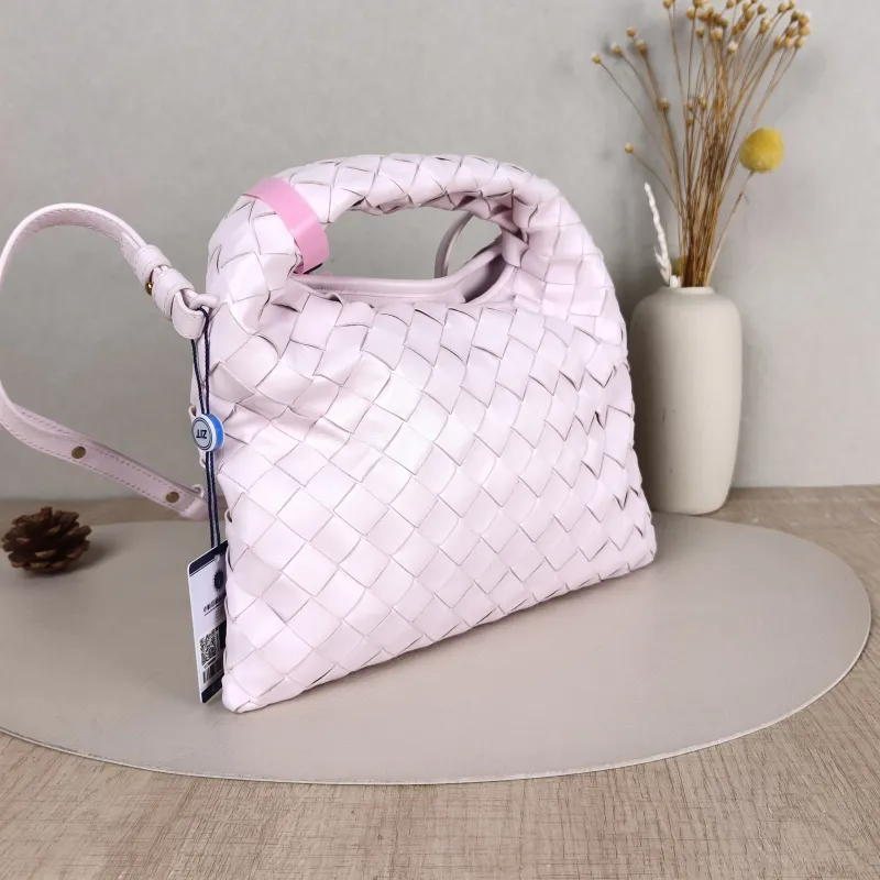 Bottega Veneta Top Handle Bag Hop Woven Top Handle Crossbody Bag Pink Calfskin One Size 24*24 — cover view 2 of 5