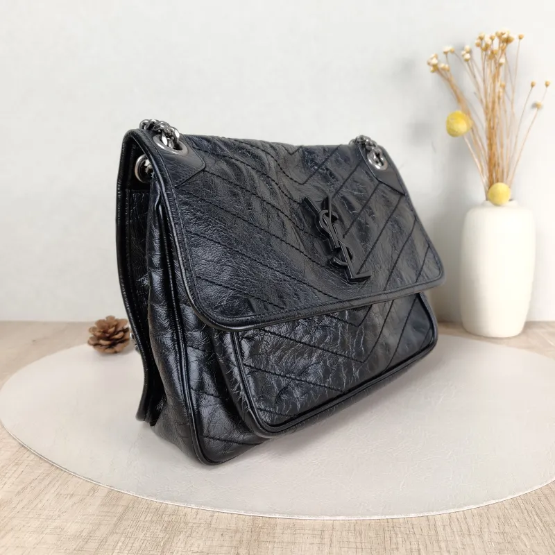 SAINT LAURENT Crossbody Bag Niki D Waxed Leather Calfskin Medium 28 × 8.5 × 20 cm — cover view 4 of 5
