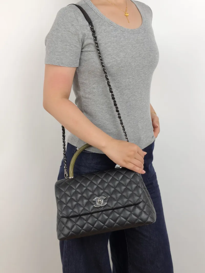 Chanel Top Handle Bag Coco Handle​ Black Grained Calfskin Medium 29 × 12 × 18 cm 23 — on-model view 1 of 3