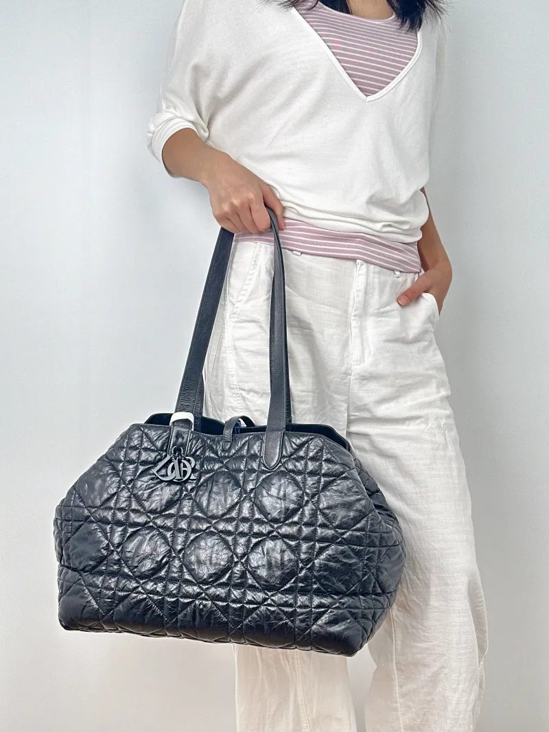 DIOR Top Handle Bag TOUJOURS Black Calfskin Large37 × 21 × 27 cm — on-model view 2 of 2