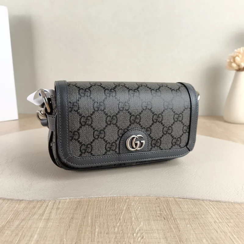 GUCCI Crossbody Bag Ophidia Messenger Bag Grey PVC One Size 19 × 5 × 11 cm — cover view 4 of 6