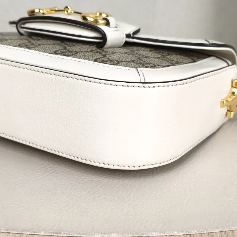 GUCCI Crossbody Bag Horsebit 1955 Horsebit Small White Monogram PVC Small 20.5 × 5 × 14.5 cm — detail view 1 of 13