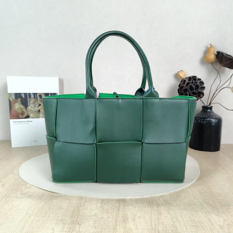 Bottega Veneta Top Handle Bag Arco Woven Tote Bag Green Lambskin Small 30 × 11.5 × 20 cm