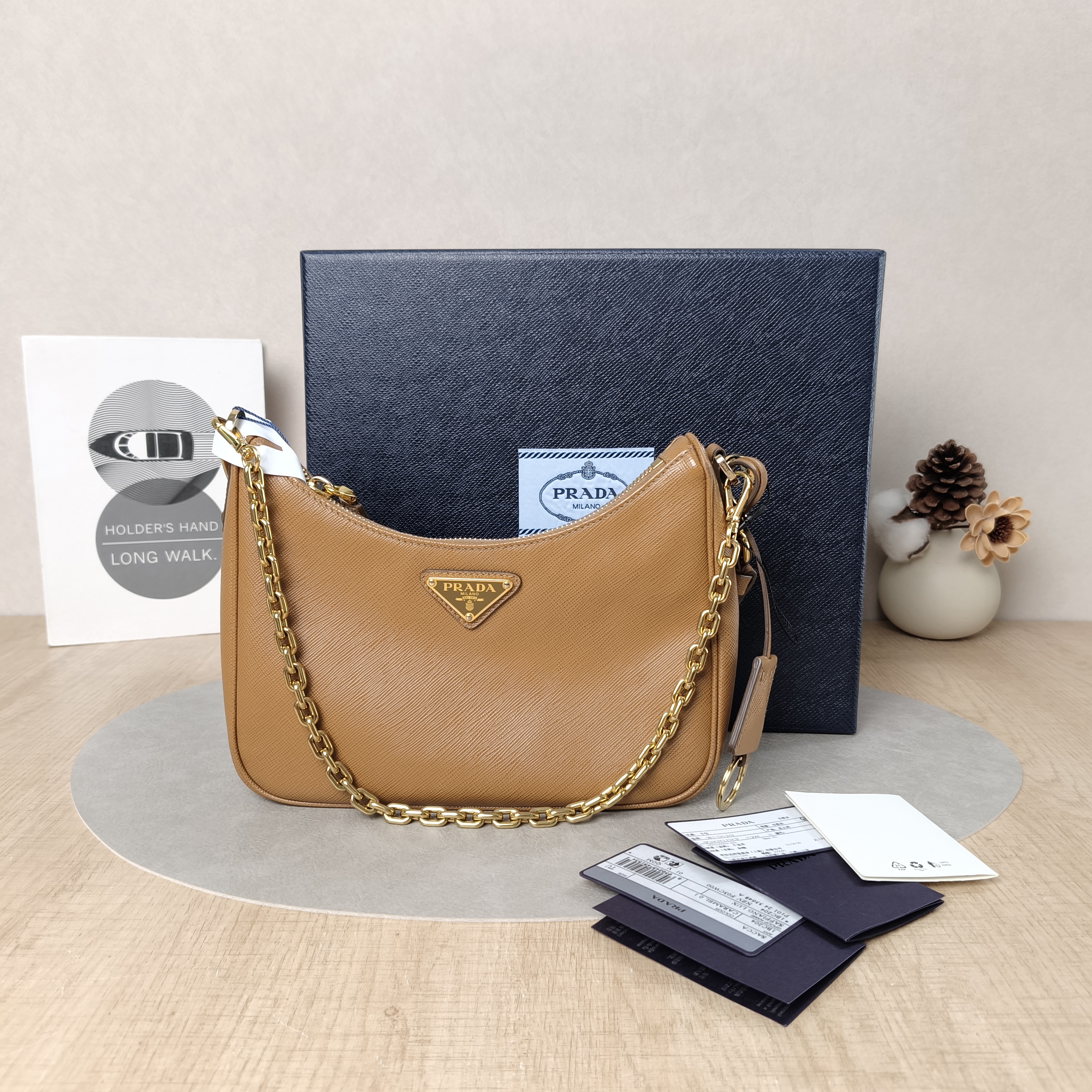 PRADA Shoulder Bag Re-Edition 2005 Hobo Caramel Calfskinmini22 × 6 × 18 cm — cover view 5 of 6