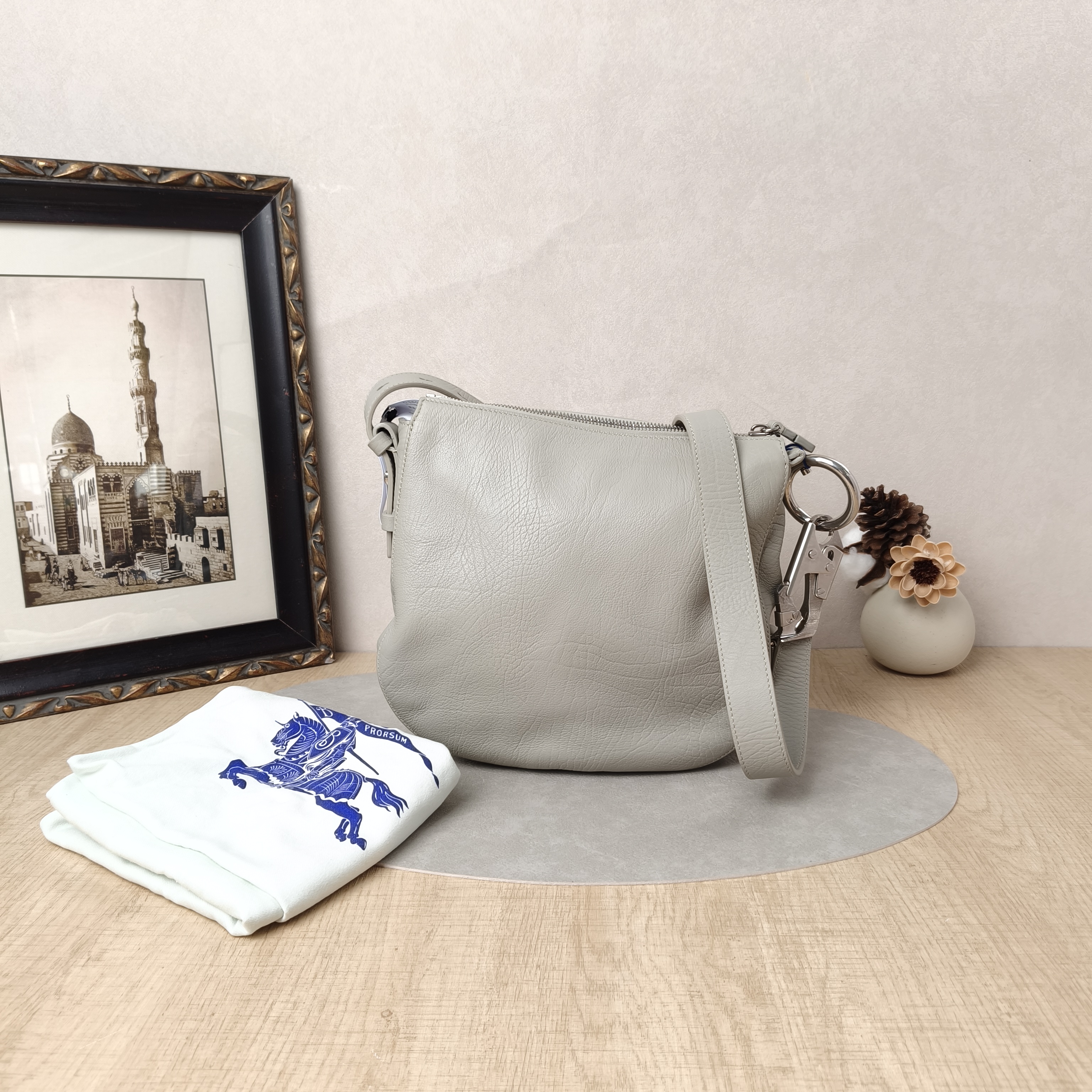 BURBERRY Crossbody Bag Crossbody Bag Grey Calfskin One Size24 × 8 × 23 cm — cover view 8 of 10