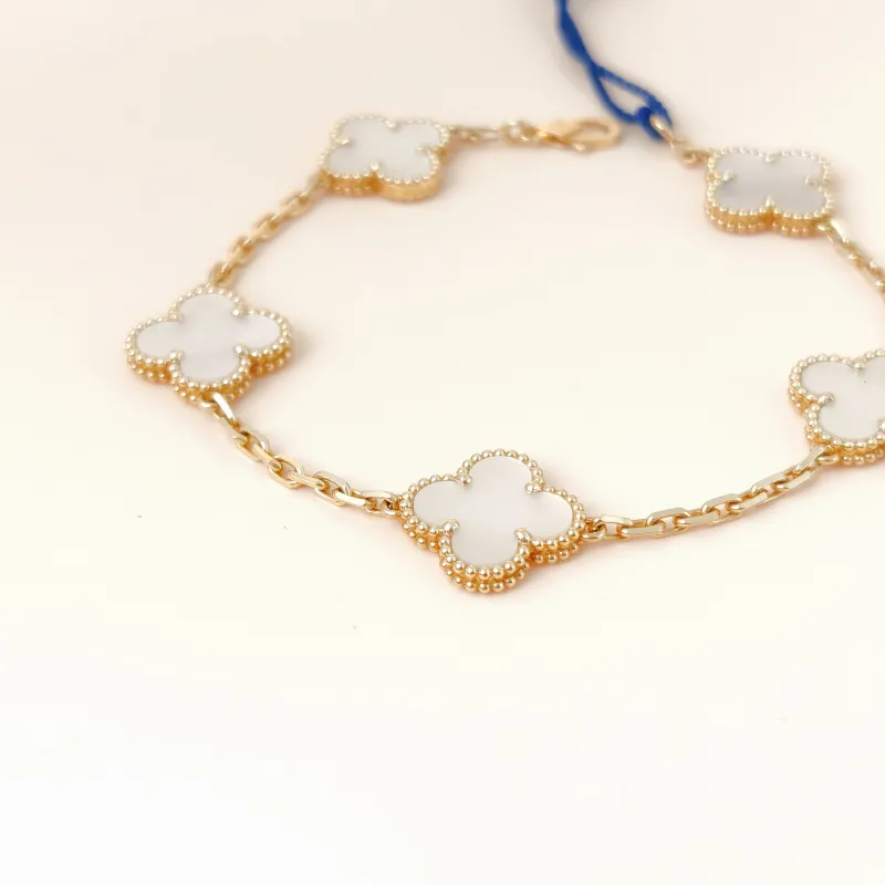 Van Cleef & Arpels Bracelet Alhambra Alhambra Collection Five-Motif Bracelet Pearl · White Mother-of-Pearl 18KY ellow Gold Vintage Small 19cm — cover view 5 of 10