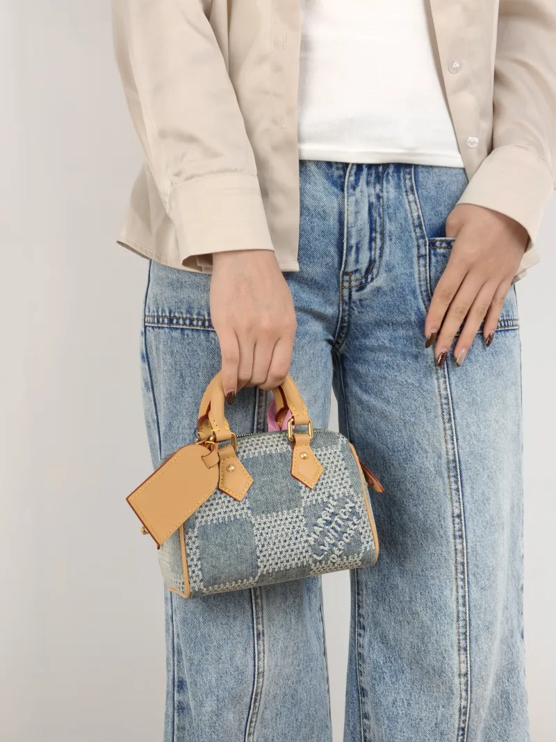 Louis Vuitton Crossbody Bag Speedy Nano Blue nano 16 × 7.5 × 10 cm — on-model view 3 of 3