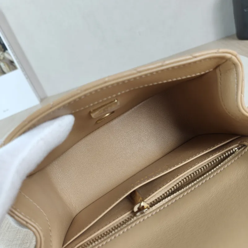Chanel Crossbody Bag Taupe Lambskin Mini 17 × 8 × 13.5 cm — detail view 5 of 13