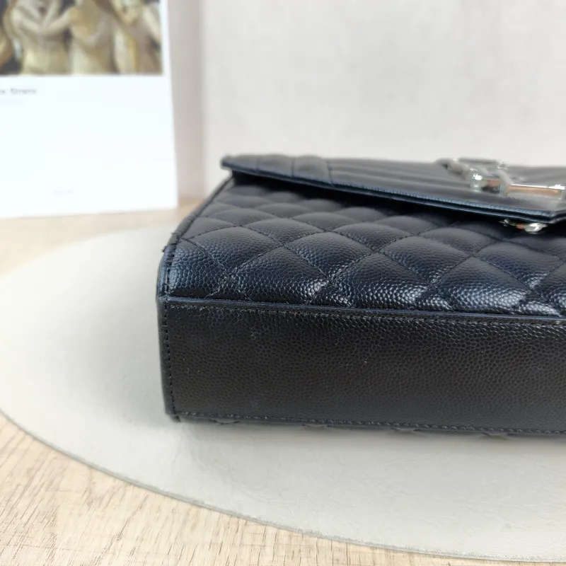 SAINT LAURENT Crossbody Bag ENVELOPE Black Calfskin Medium 24 × 6 × 17.5 cm — detail view 2 of 13