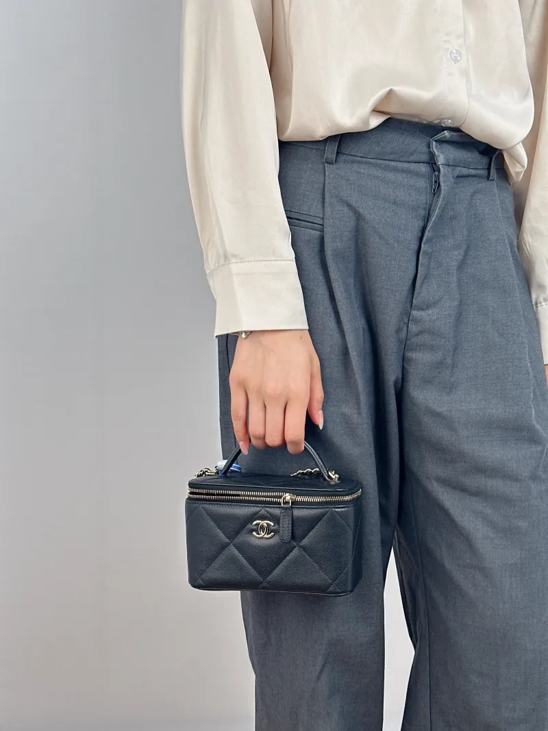 Chanel Crossbody Bag Edition Black Grained Calfskin Mini 16 × 8 × 9.5 cm — on-model view 1 of 2