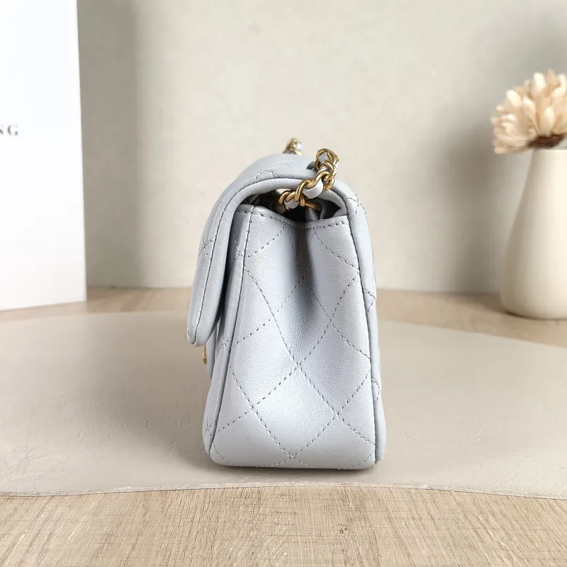 Chanel Crossbody Bag cf Blue Lambskin 20 × 6.5 × 12 cm Microchip Edition — detail view 11 of 12