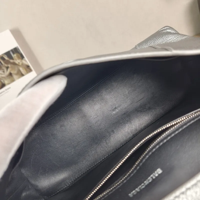 BALENCIAGA Shoulder Bag DOWNTOWN Silver Calfskin Small 30 × 10 × 17.5 cm — detail view 3 of 11