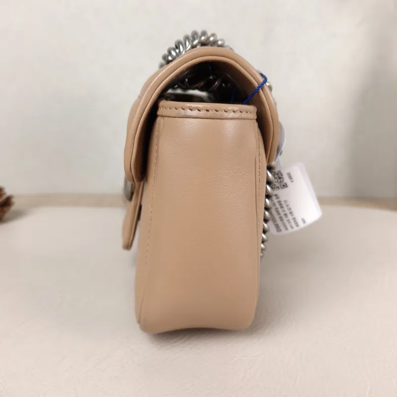 GUCCI Crossbody Bag GG Marmont Small Marmont 22 Taupe Calfskin Small 22 × 6 × 13 cm — detail view 4 of 12