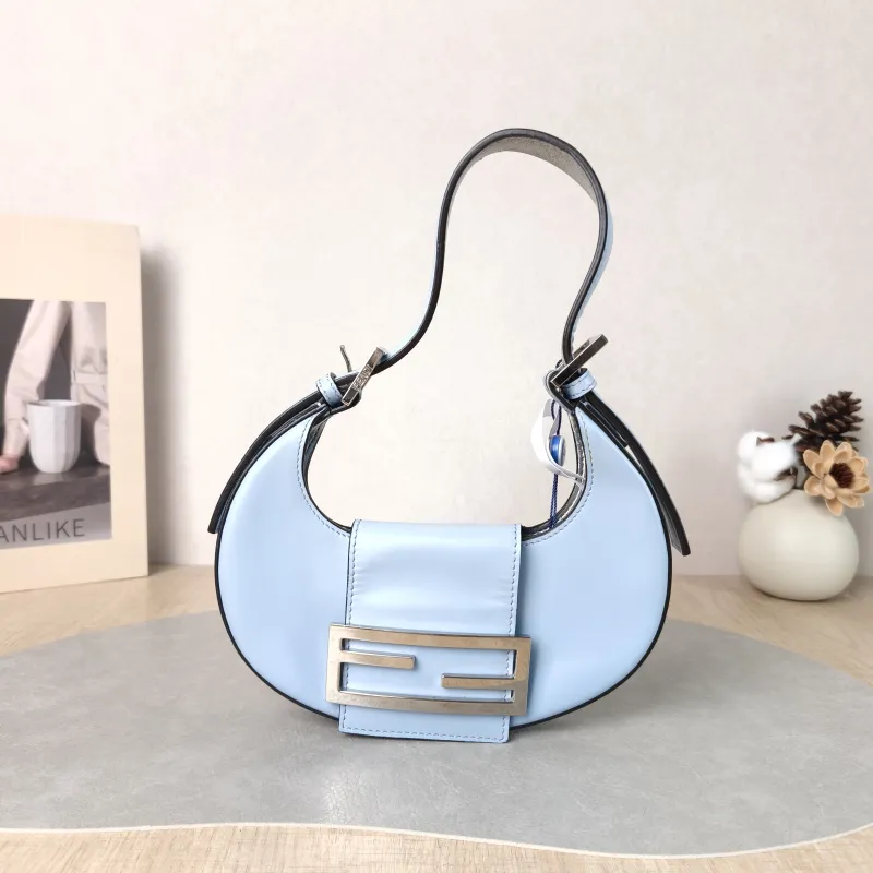 FENDI Shoulder Bag Blue Calfskin One Size 20.5 × 2.5 × 9 cm