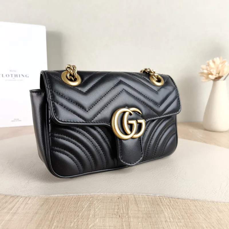 GUCCI Crossbody Bag GG Marmont Small Marmont 22 Black CC alfskin Small 22 × 6 × 13 cm — cover view 3 of 5