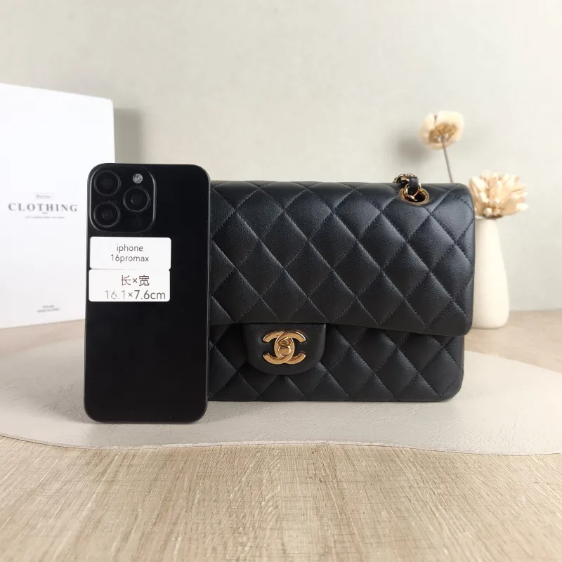 Chanel Crossbody Bag Classic Flap CF Black Lambskin Medium 25.5 × 6.5 × 15.5 cm — cover view 5 of 6