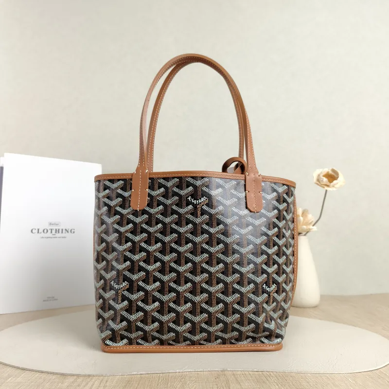 GOYARD Top Handle Bag ANJOU Shopping Tote Brown PV Cmini19.5 × 9 × 19.5 cm
