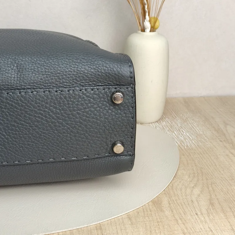 FENDI peekaboo Shoulder Bag Grey Calfskin · Shoulder Strap · 34 × 13 × 26 cm — cover view 8 of 8