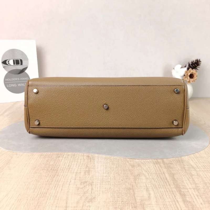 GUCCI Top Handle Bag Top Handle Crossbody Bag Brown Calfskin One Size 34 × 12 × 26 cm — cover view 4 of 5