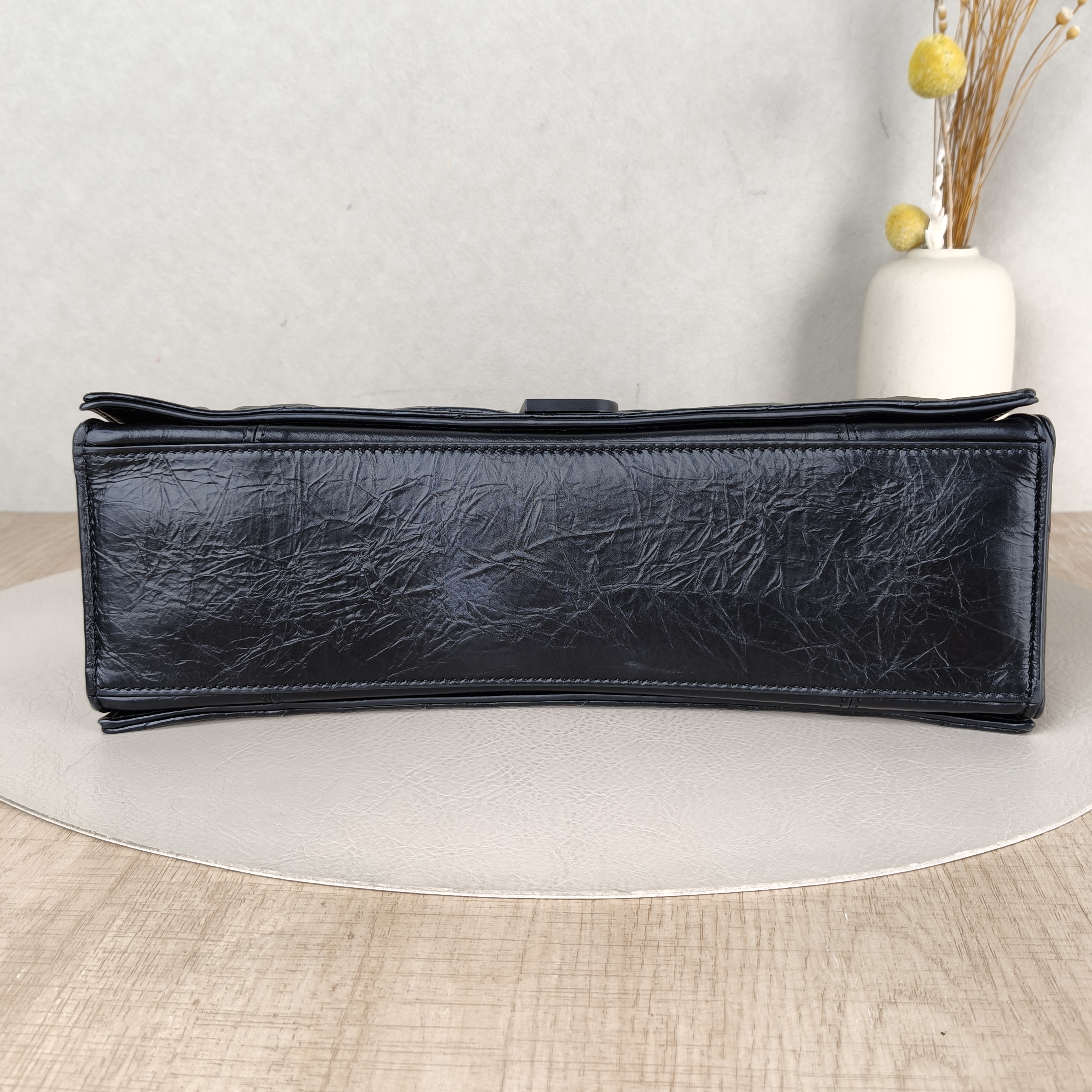BALENCIAGA Shoulder Bag CRUSH Chain Bag Black Calfskin Medium30 × 13 × 20 cm — cover view 3 of 5