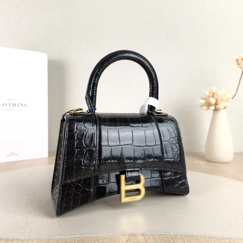 BALENCIAGA Crossbody Bag Hourglass Hourglass Bag Black CC alfskin Mini 19 × 8 × 13 cm — cover view 5 of 5
