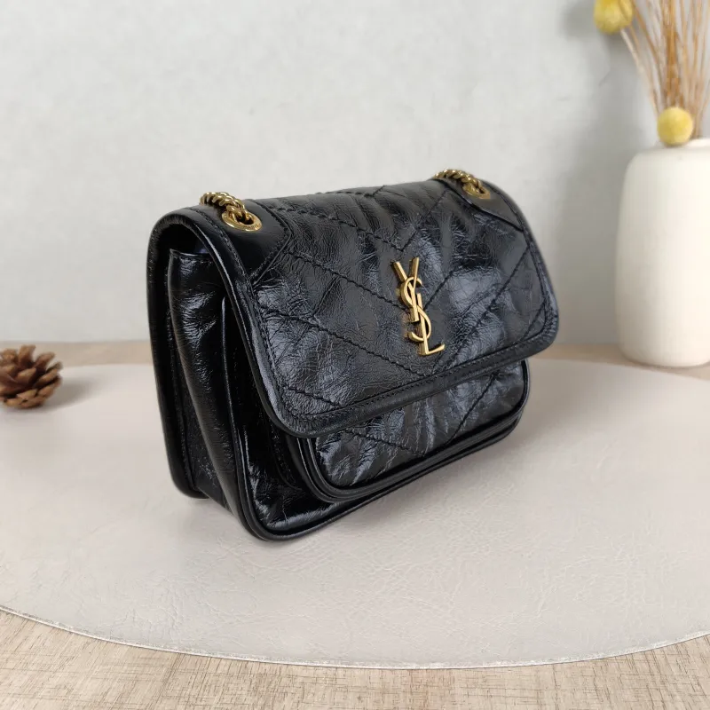 SAINT LAURENT Crossbody Bag Niki Black Waxed Leather Calfskin Mini 18 × 5 × 12.5 cm — cover view 4 of 5