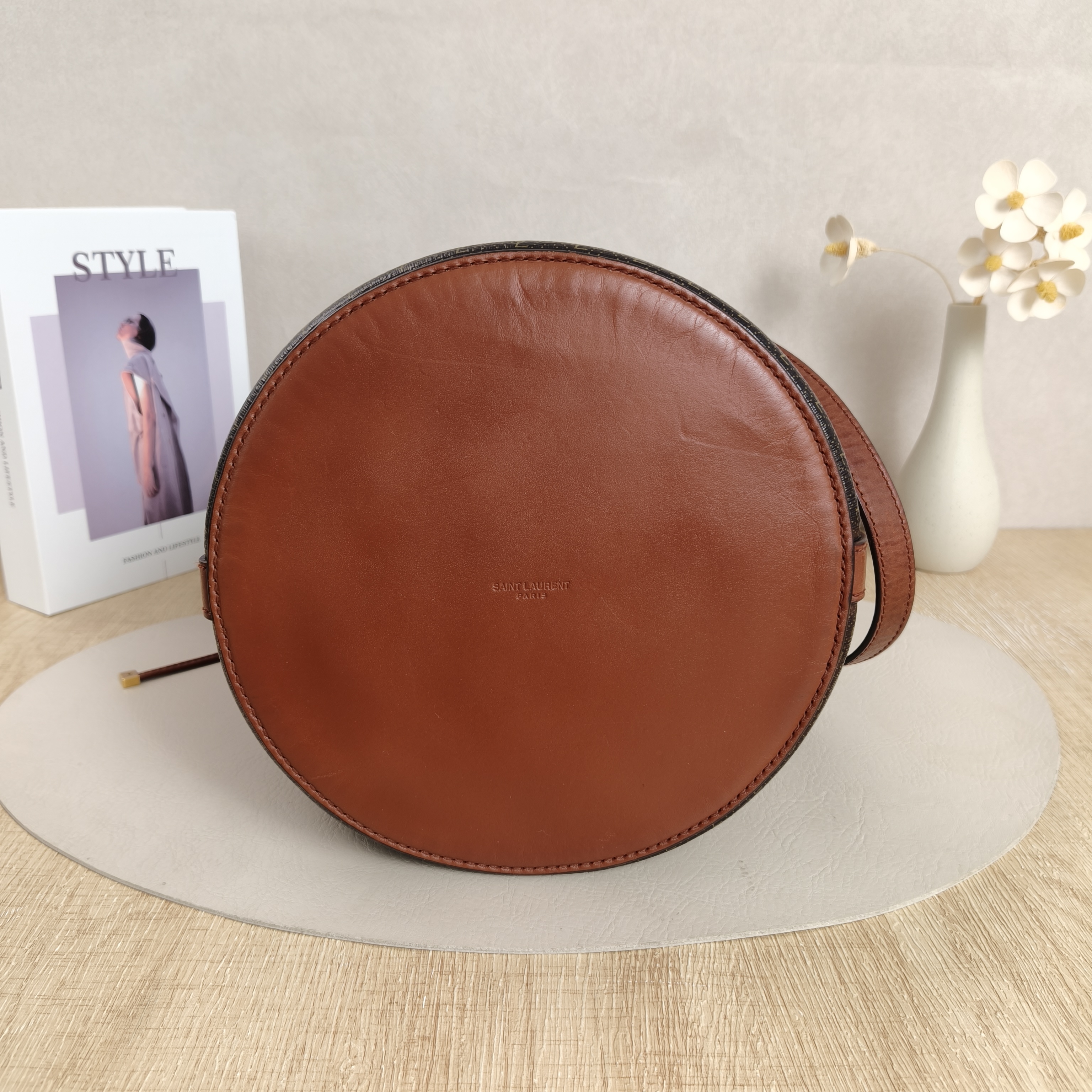 SAINT LAURENT Shoulder Bag Bucket Bag Brown PVC One Size21 × 21 × 37.5 cm — cover view 7 of 11
