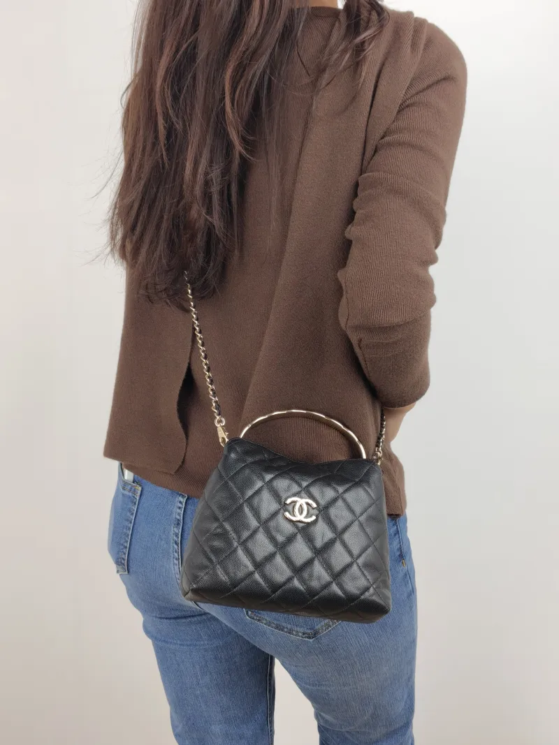 Chanel Crossbody Bag Crossbody Bag Black Calfskin One Size 18 × 7 × 13.5 cm — on-model view 1 of 2