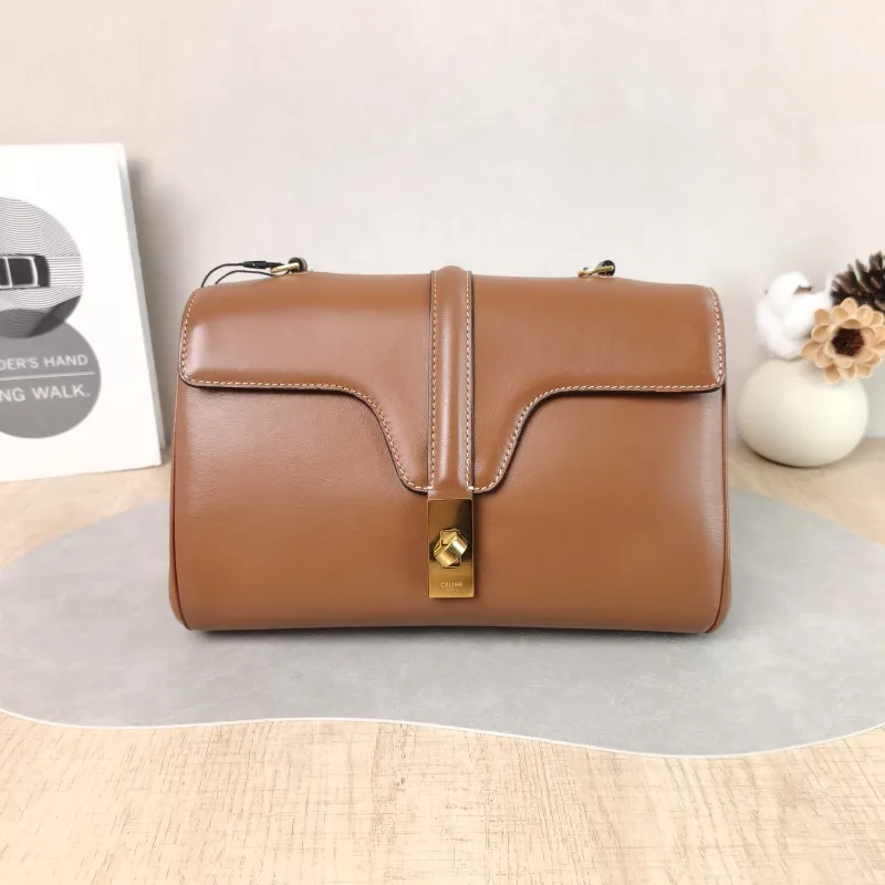 CELINE Shoulder Bag Soft 16Shoulder Bag Caramel Calfskin Small 23 × 9 × 15 cm