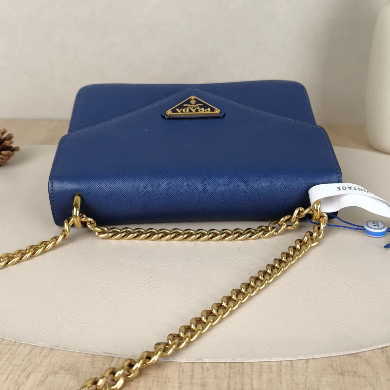 PRADA Crossbody Bag Crossbody Bag Clutch Blue Calfskin One Size20 × 7 × 14 cm — detail view 6 of 11