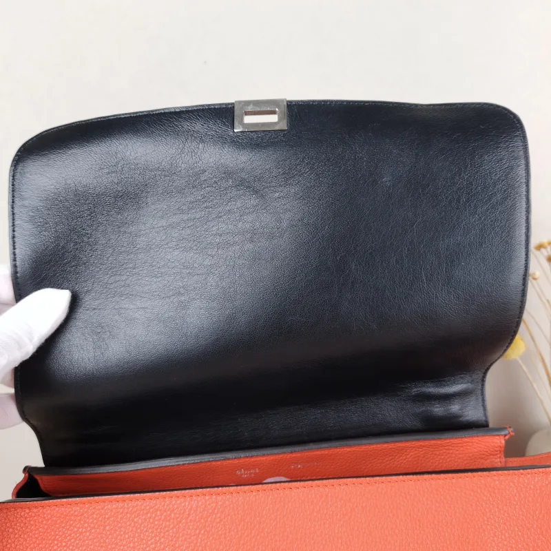 CELINE Crossbody Bag Trapeze Red Calfskin 30 × 17 × 23 cm — detail view 9 of 12