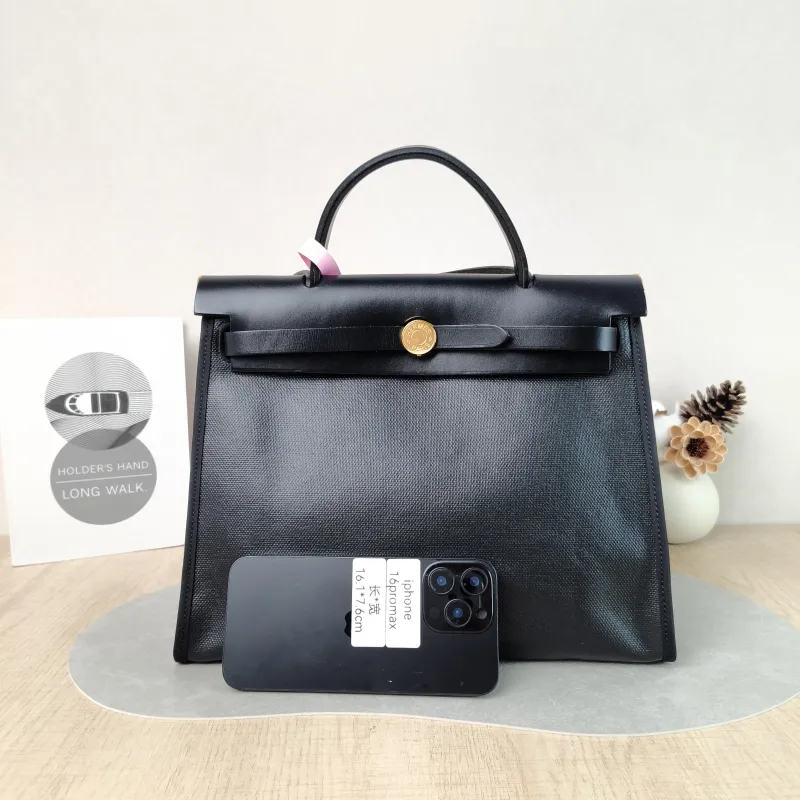 Hermès Crossbody Bag Herbag 31 Black Canvas Medium 30.5 × 11 × 25.5 cm W — cover view 5 of 5