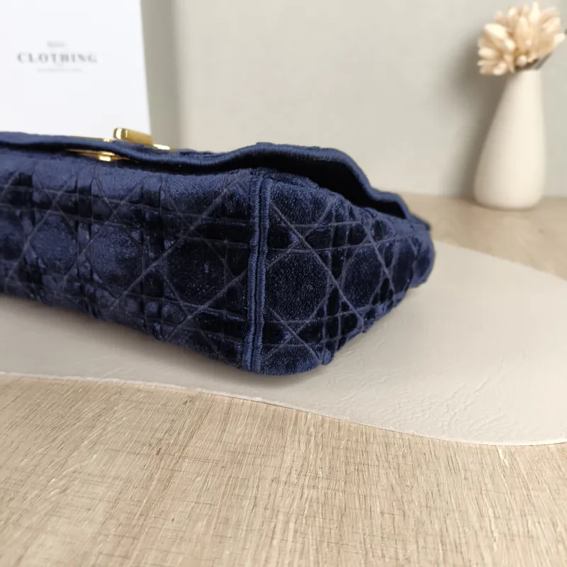 DIOR Crossbody Bag Caro Chain Bag Blue Velvet Medium 25.5 × 9 × 15.5 cm — detail view 2 of 12