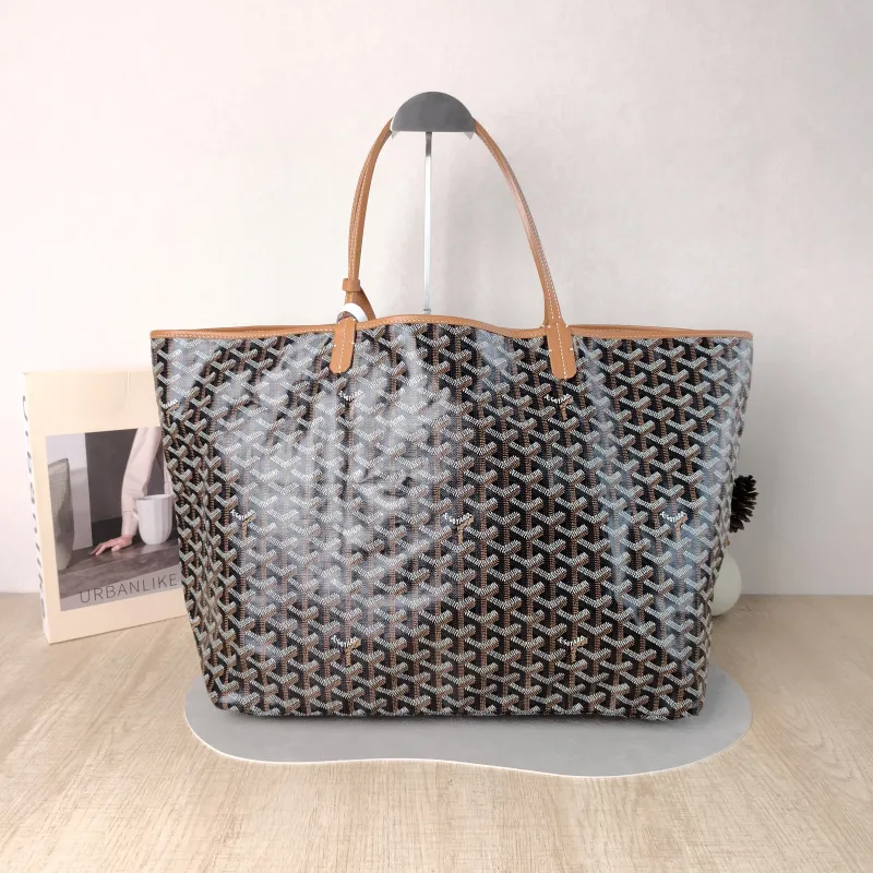 GOYARD Shoulder Bag SAINT LOUIS Shopping Tote Brown PVC Large 40 × 20 × 32 cm