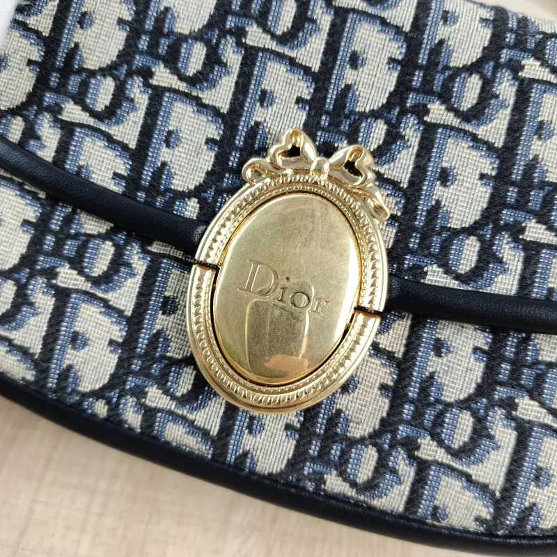 DIOR Shoulder Bag Médaillon Blue Canvas Small 21 × 5.5 × 12 cm — detail view 12 of 13