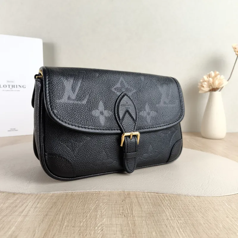 Louis Vuitton Crossbody Bag Diane Baguette Bag Black Monogram Empreinte Embossed Calfskin Small 24 × 9 × 15 cm — cover view 4 of 5