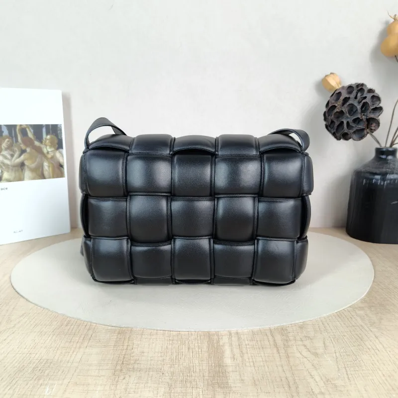 Bottega Veneta Crossbody Bag Padded Cassette Woven Black Lambskin Medium 26 × 8 × 18 cm — cover view 3 of 6