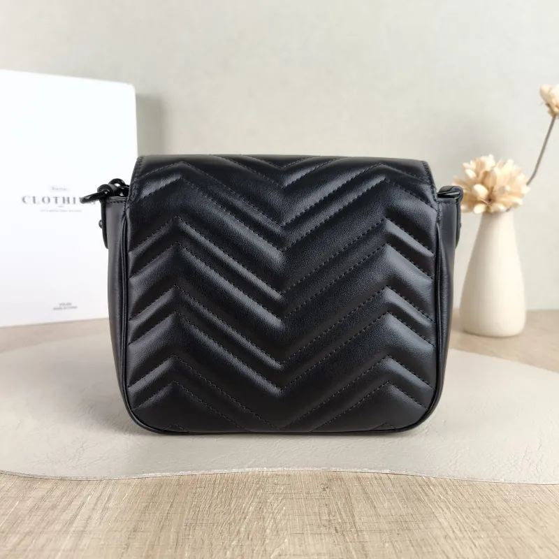GUCCI Crossbody Bag GG Marmont Marmont Black Calfskin Mini 18 × 8 × 15 cm — cover view 4 of 5