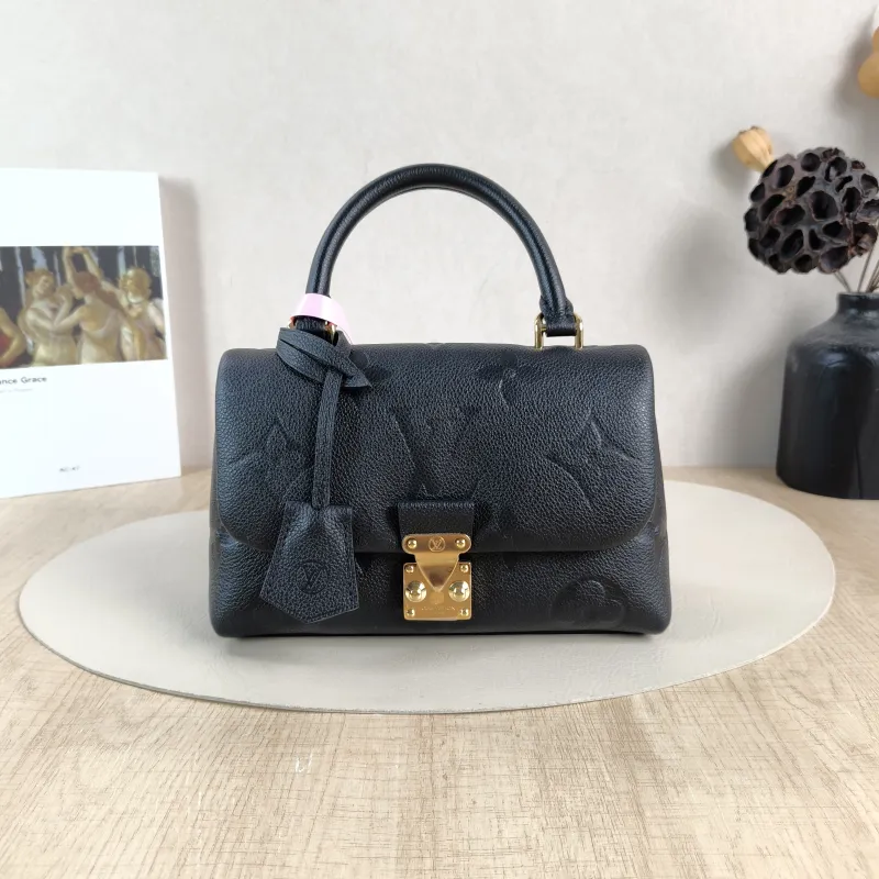 Louis Vuitton Crossbody Bag MADELEINE Black Empreinte Embossed Calfskin BB 24 × 8.5 × 17 cm