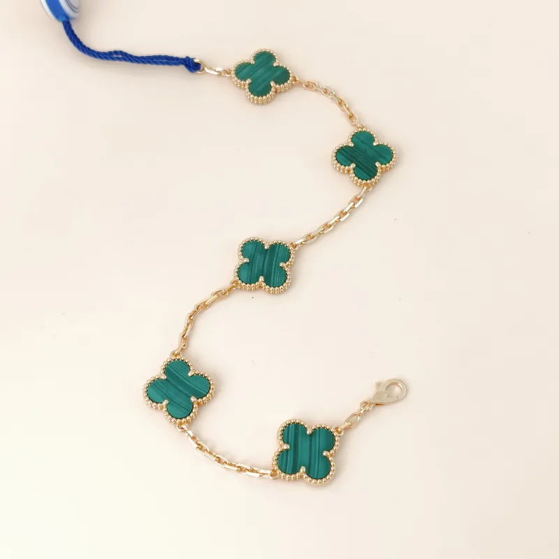 Van Cleef & Arpels Bracelet Alhambra Alhambra Collection Five-Motif Bracelet Malachite18KY ellow Gold Vintage Small19cm — cover view 8 of 12