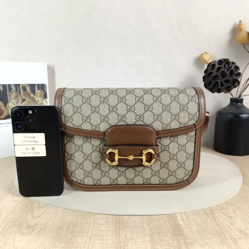 GUCCI Shoulder Bag Horsebit 1955 Horsebit Medium Monogram PVC Medium 25 × 8 × 18 cm — cover view 2 of 5