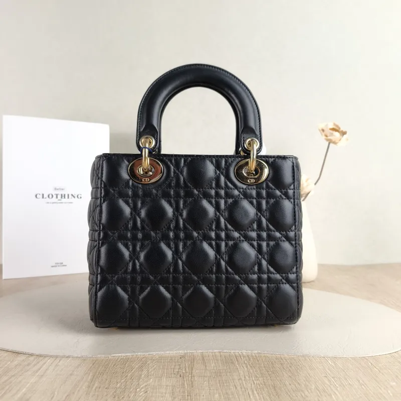 DIOR Top Handle Bag Lady Lady Dior Bag Black SL ambskin Small 20 × 8 × 18 cm — cover view 5 of 5